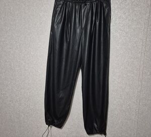 Zara Black Faux Leather Joggers...Size:M